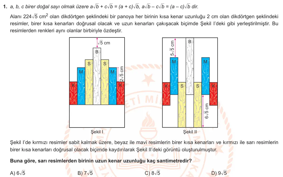 LGS Örnek Soruları Mayıs 2023 Sayısal Matematik 1. Soru görseli