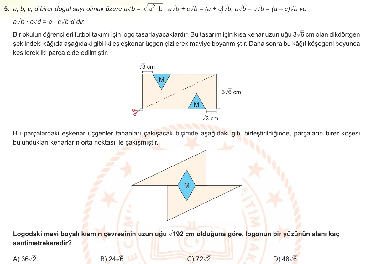 LGS Örnek Soruları Mayıs 2023 Sayısal Matematik 5. Soru görseli
