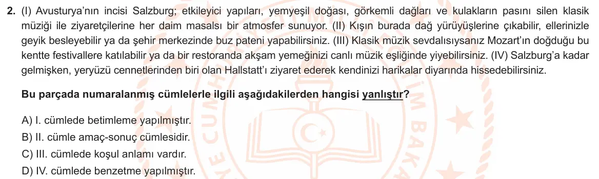 LGS Örnek Soruları Mayıs 2023 Sözel Türkçe 2. Soru görseli