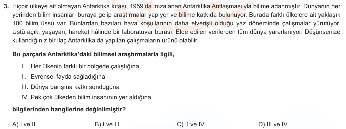 LGS Örnek Soruları Mayıs 2023 Sözel Türkçe 3. Soru görseli