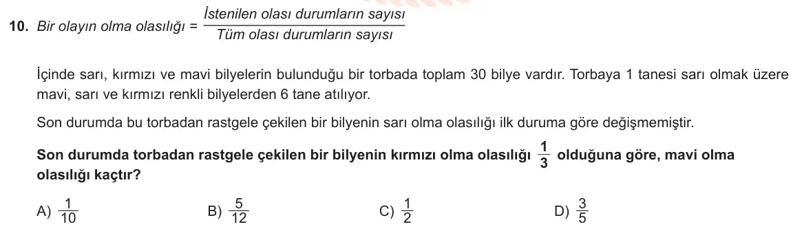LGS Örnek Soruları Nisan 2023 Sayısal Matematik 10. Soru görseli