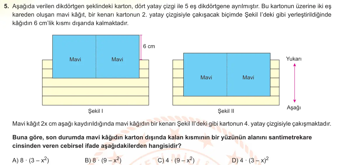 LGS Örnek Soruları Nisan 2023 Sayısal Matematik 5. Soru görseli