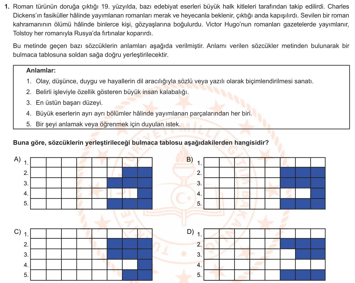 LGS Örnek Soruları Nisan 2023 Sözel Türkçe 1. Soru görseli