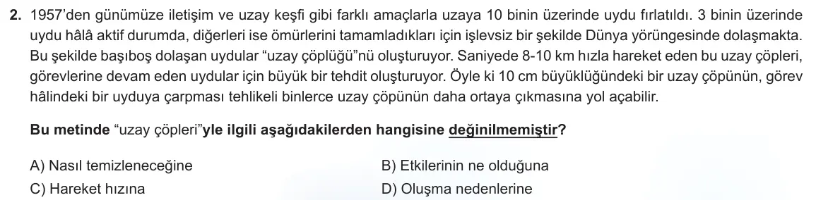 LGS Örnek Soruları Nisan 2023 Sözel Türkçe 2. Soru görseli