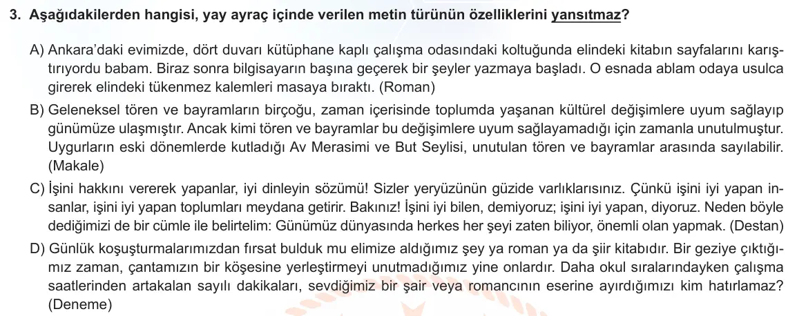 LGS Örnek Soruları Nisan 2023 Sözel Türkçe 3. Soru görseli