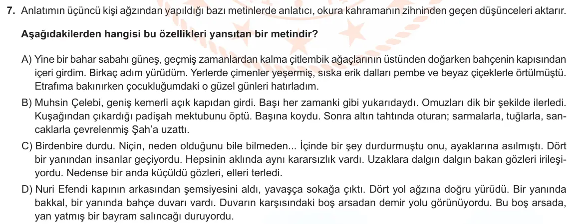 LGS Örnek Soruları Nisan 2023 Sözel Türkçe 7. Soru görseli