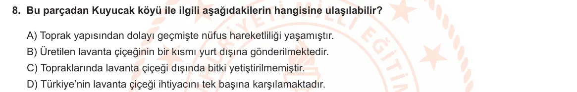 LGS Örnek Soruları Nisan 2023 Sözel Türkçe 8. Soru görseli