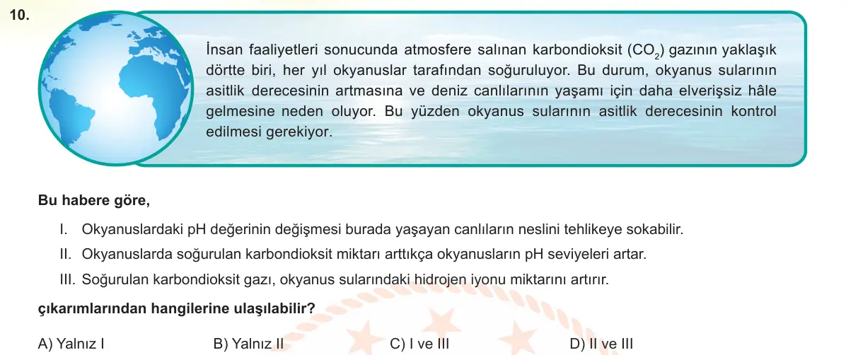 LGS Örnek Soruları Ocak 2023 Sayısal Fen Bilimleri 10. Soru görseli