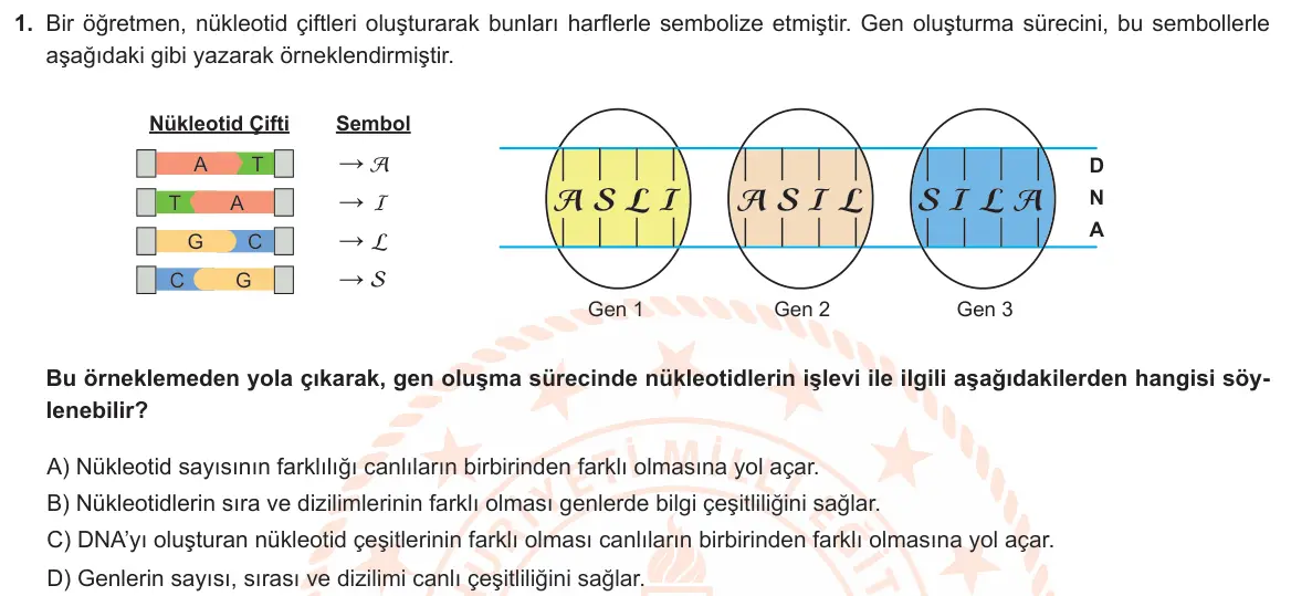 LGS Örnek Soruları Ocak 2023 Sayısal Fen Bilimleri 1. Soru görseli