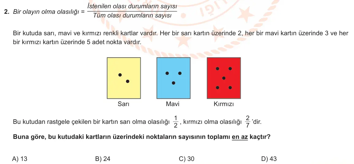 LGS Örnek Soruları Ocak 2023 Sayısal Matematik 2. Soru görseli