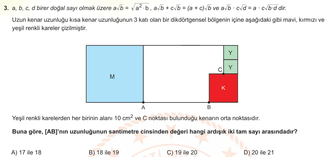 LGS Örnek Soruları Ocak 2023 Sayısal Matematik 3. Soru görseli