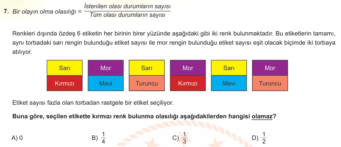 LGS Örnek Soruları Ocak 2023 Sayısal Matematik 7. Soru görseli