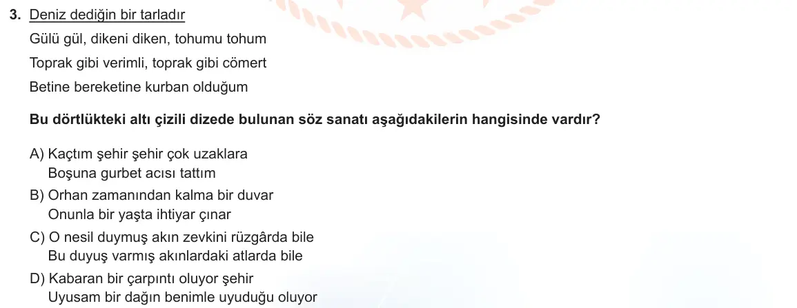 LGS Örnek Soruları Ocak 2023 Sözel Türkçe 3. Soru görseli