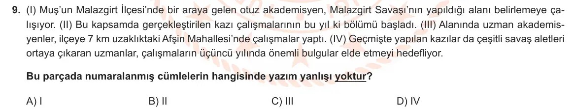 LGS Örnek Soruları Ocak 2023 Sözel Türkçe 9. Soru görseli