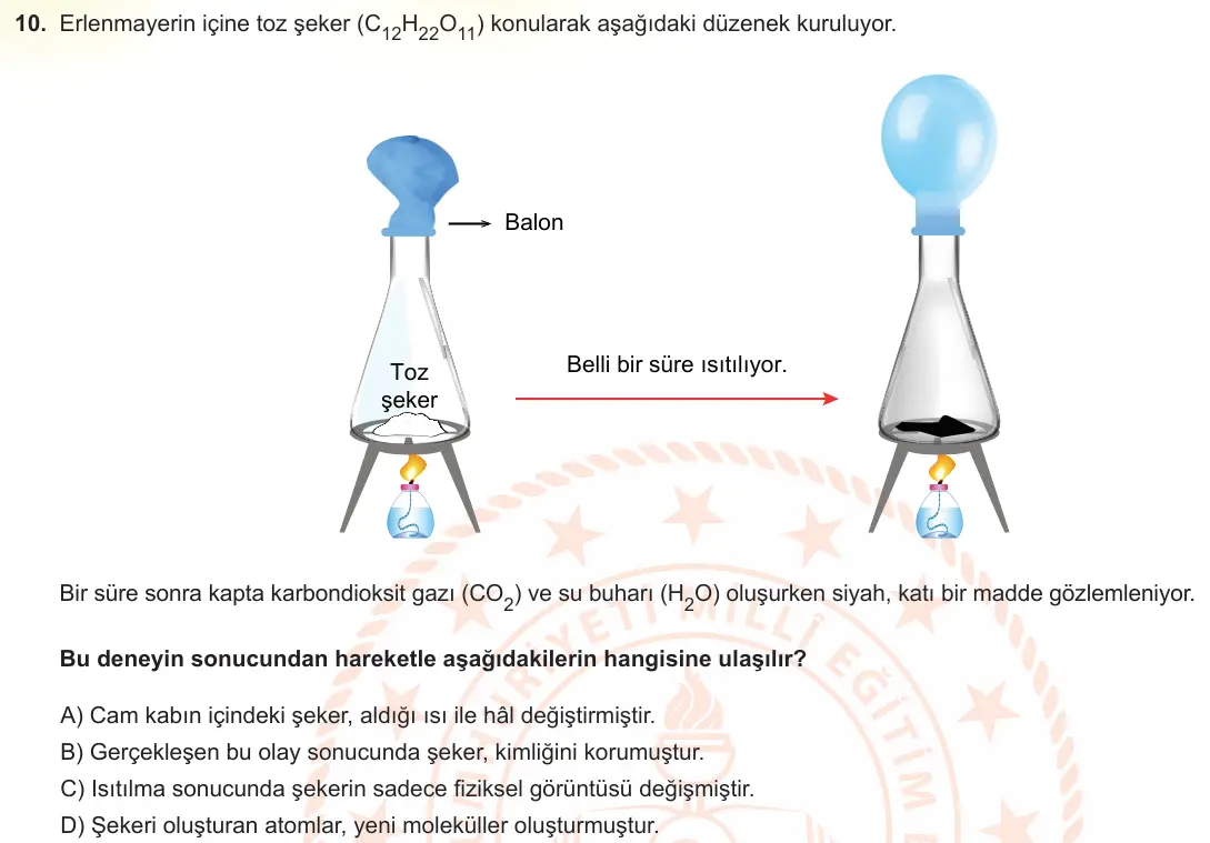 LGS Örnek Soruları Şubat 2023 Sayısal Fen Bilimleri 10. Soru görseli