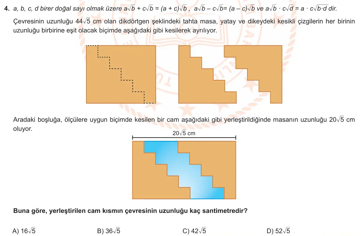 LGS Örnek Soruları Şubat 2023 Sayısal Matematik 4. Soru görseli