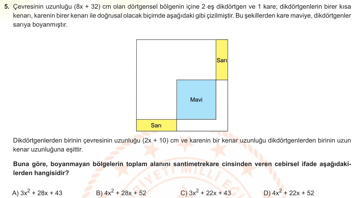 LGS Örnek Soruları Şubat 2023 Sayısal Matematik 5. Soru görseli
