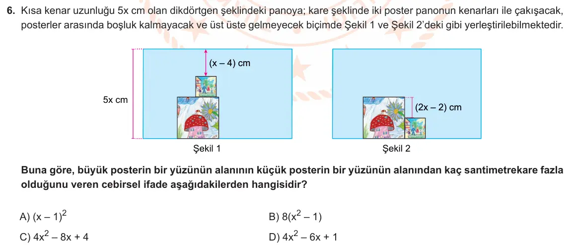LGS Örnek Soruları Şubat 2023 Sayısal Matematik 6. Soru görseli