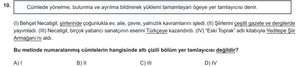 LGS Örnek Soruları Şubat 2023 Sözel Türkçe 10. Soru görseli