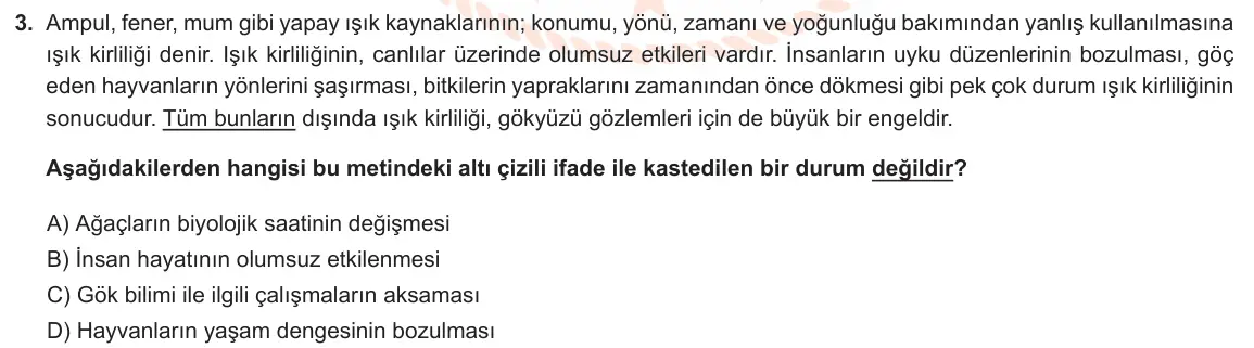 LGS Örnek Soruları Şubat 2023 Sözel Türkçe 3. Soru görseli