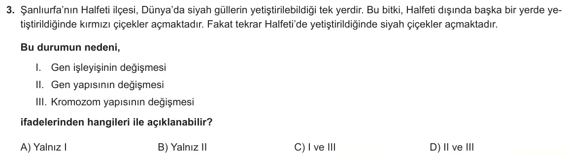LGS Örnek Soruları Kasım 2023 Sayısal Fen Bilimleri 3. Soru görseli