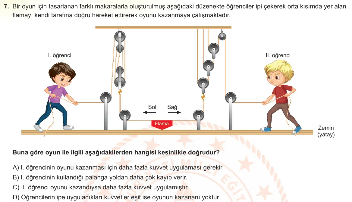 LGS Örnek Soruları Kasım 2023 Sayısal Fen Bilimleri 7. Soru görseli