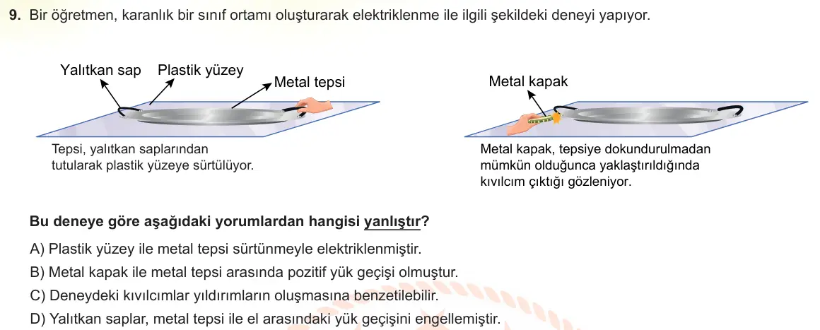 LGS Örnek Soruları Kasım 2023 Sayısal Fen Bilimleri 9. Soru görseli
