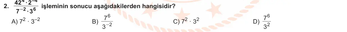 LGS Örnek Soruları Kasım 2023 Sayısal Matematik 2. Soru görseli