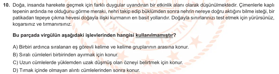 LGS Örnek Soruları Kasım 2023 Sözel Türkçe 10. Soru görseli