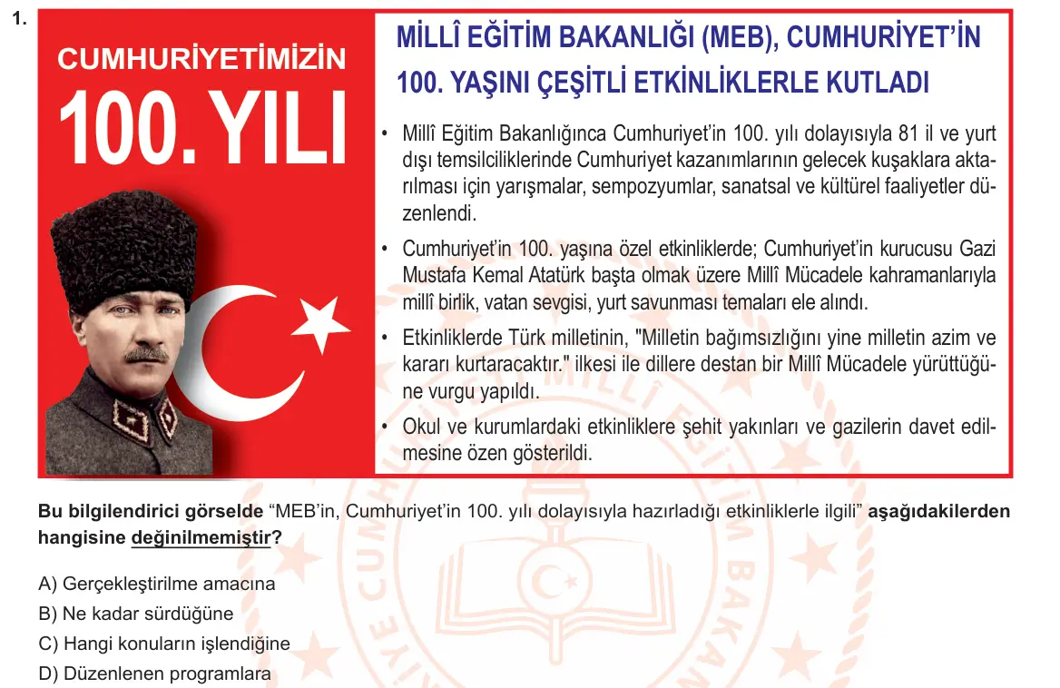 LGS Örnek Soruları Kasım 2023 Sözel Türkçe 1. Soru görseli