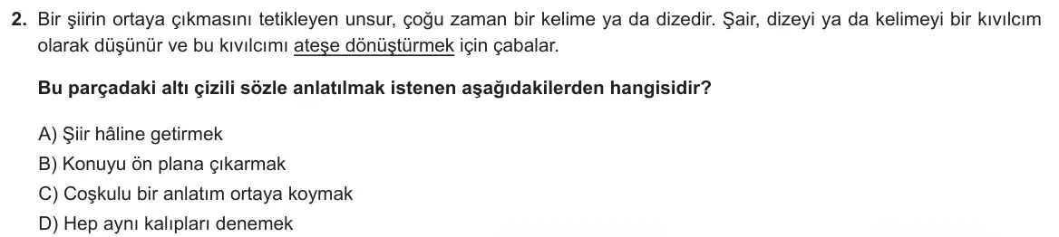 LGS Örnek Soruları Kasım 2023 Sözel Türkçe 2. Soru görseli