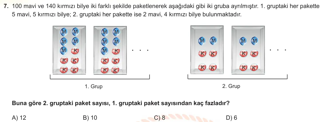 LGS Örnek Soruları Nisan 2024 Sayısal Matematik 7. Soru görseli