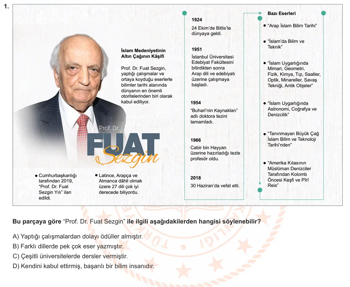 LGS Örnek Soruları Nisan 2024 Sözel Türkçe 1. Soru görseli