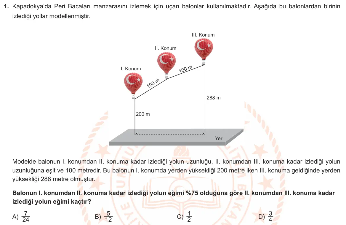 LGS Örnek Soruları Şubat 2024 Sayısal Matematik 1. Soru görseli