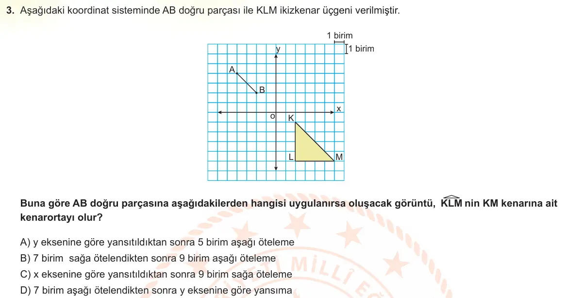 LGS Örnek Soruları Şubat 2024 Sayısal Matematik 3. Soru görseli