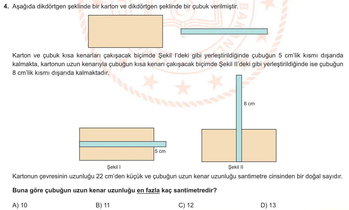 LGS Örnek Soruları Şubat 2024 Sayısal Matematik 4. Soru görseli