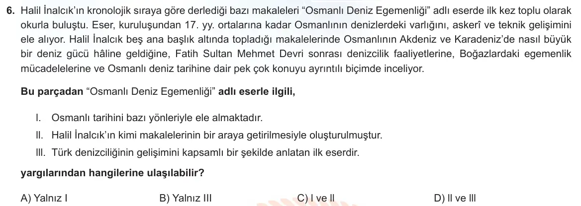 LGS Örnek Soruları Şubat 2024 Sözel Türkçe 6. Soru görseli