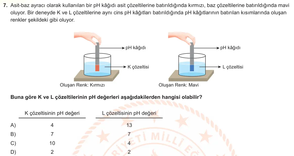 LGS Örnek Soruları Kasım 2024 Sayısal Fen Bilimleri 7. Soru görseli