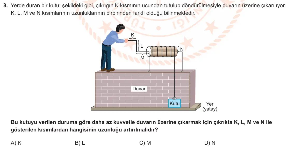 LGS Örnek Soruları Kasım 2024 Sayısal Fen Bilimleri 8. Soru görseli