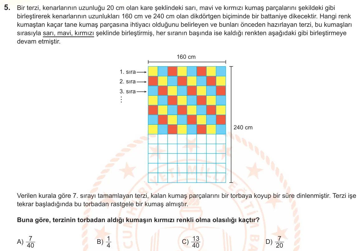 LGS Örnek Soruları Kasım 2024 Sayısal Matematik 5. Soru görseli