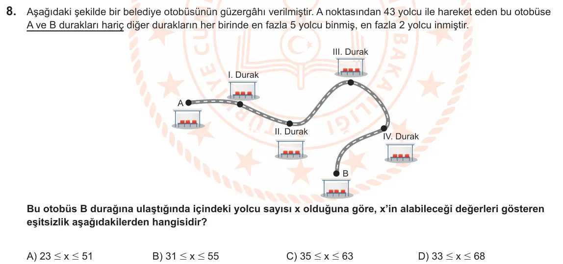 LGS Örnek Soruları Kasım 2024 Sayısal Matematik 8. Soru görseli