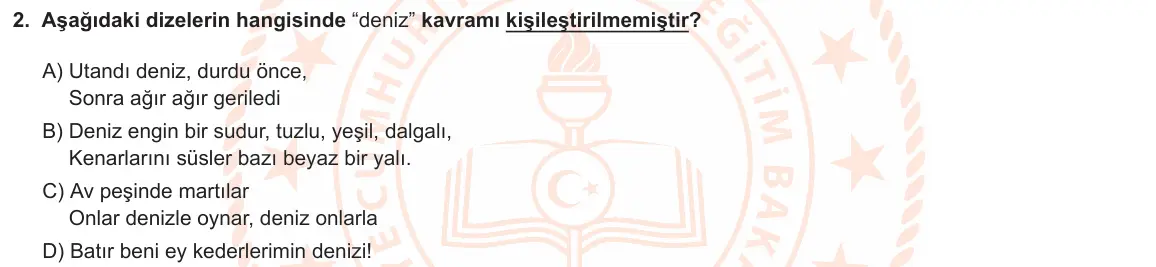 LGS Örnek Soruları Kasım 2024 Sözel Türkçe 2. Soru görseli