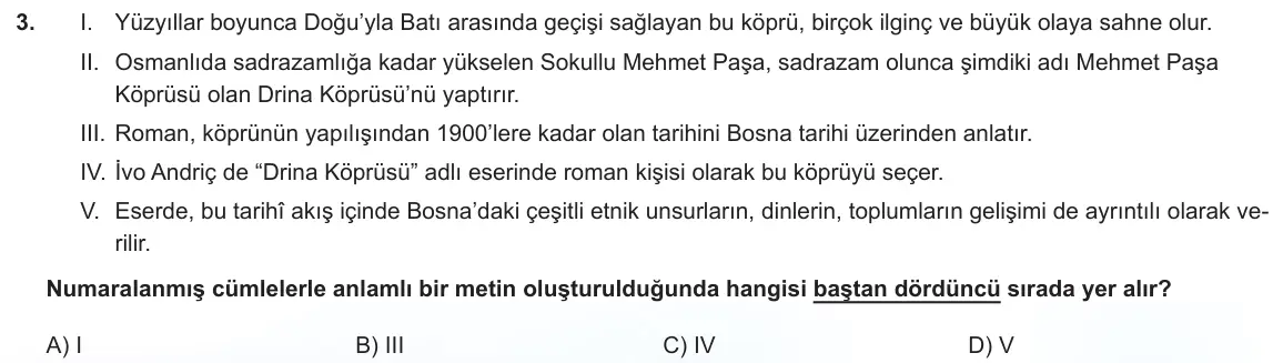 LGS Örnek Soruları Kasım 2024 Sözel Türkçe 3. Soru görseli
