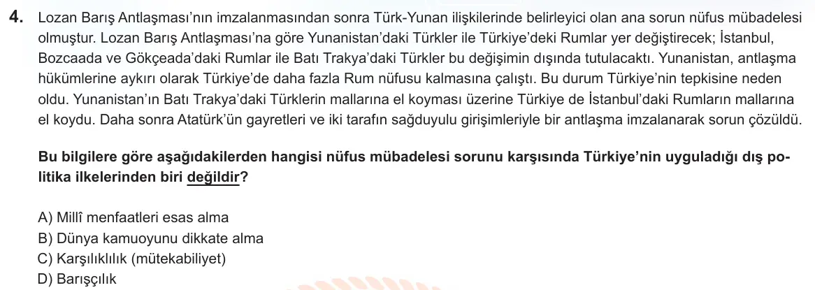 LGS Örnek Soruları Nisan 2025 Sözel T.C. İnkılap Tarihi ve Atatürkçülük 4. Soru görseli