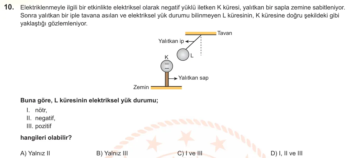LGS Örnek Soruları Şubat 2025 Sayısal Fen Bilimleri 10. Soru görseli