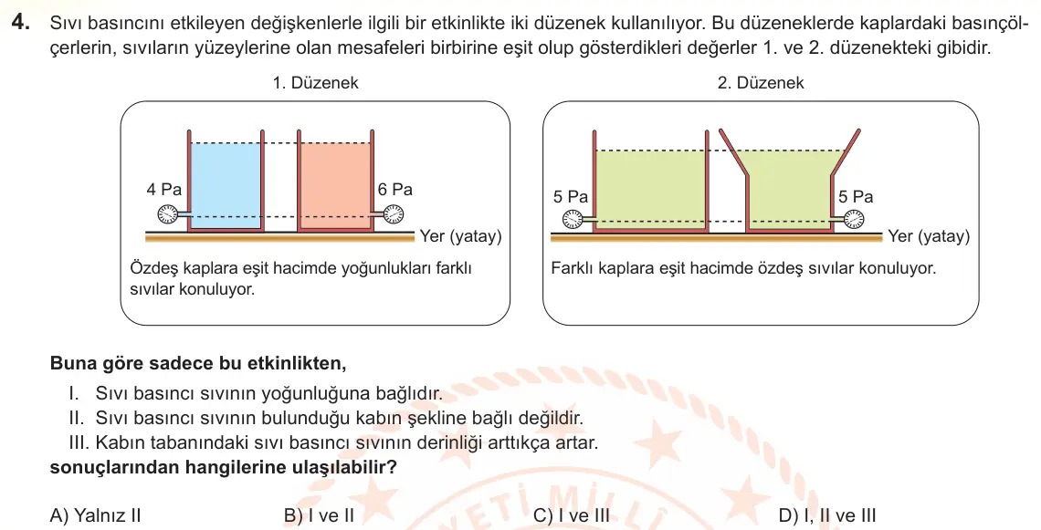 LGS Örnek Soruları Şubat 2025 Sayısal Fen Bilimleri 4. Soru görseli