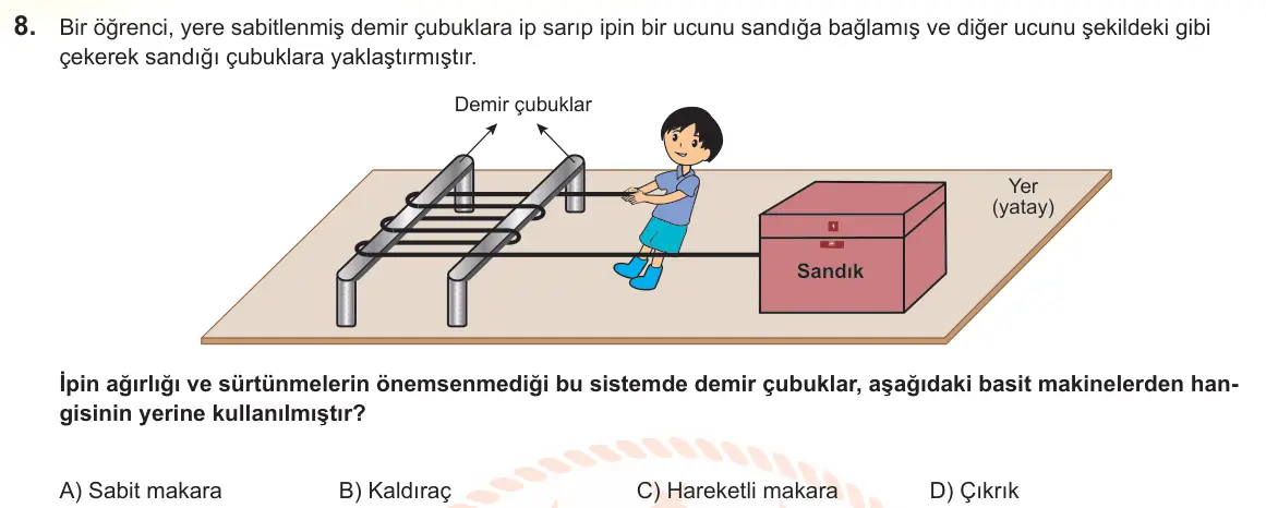 LGS Örnek Soruları Şubat 2025 Sayısal Fen Bilimleri 8. Soru görseli
