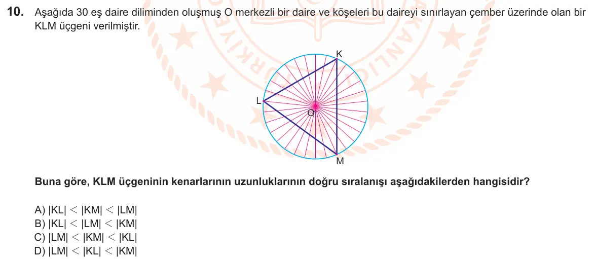 LGS Örnek Soruları Şubat 2025 Sayısal Matematik 10. Soru görseli