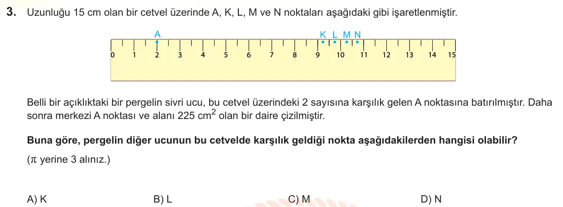 LGS Örnek Soruları Şubat 2025 Sayısal Matematik 3. Soru görseli