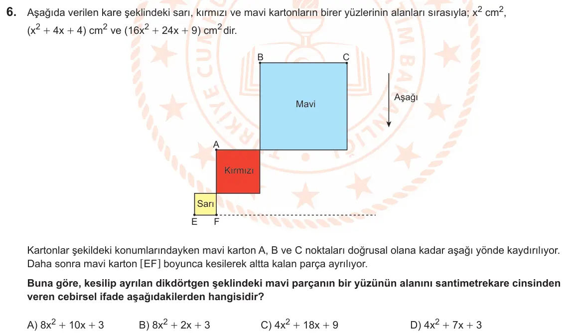 LGS Örnek Soruları Şubat 2025 Sayısal Matematik 6. Soru görseli